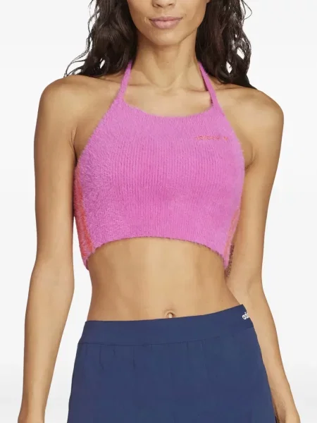 Top Adidas tricotate cu broderie negru
