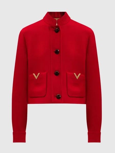 Куртка з вовни та шовку Valentino червона