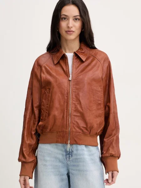 Pinko geacă de piele maro