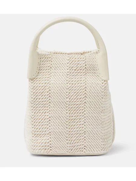 Geantă bucket Loro Piana din piele alb