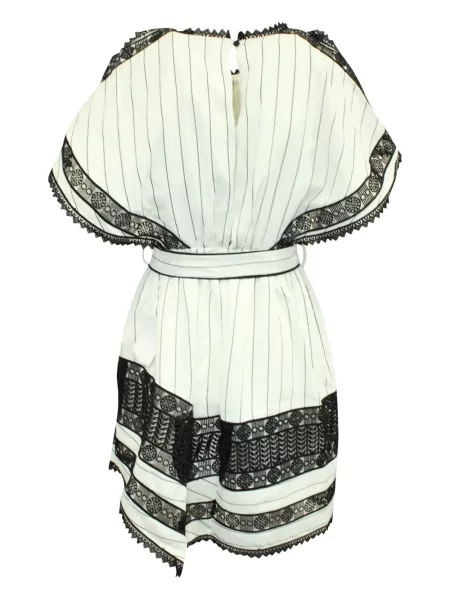 Rochie Self-portrait cu dungi din dantelă de costum alb