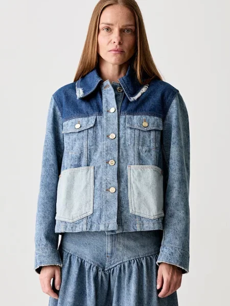 GANNI jachetă scurtă pentru femei din denim