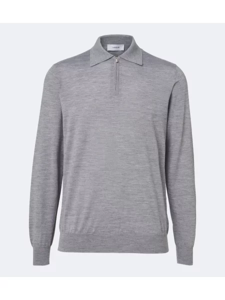 Tricou polo Lardini de lână gri