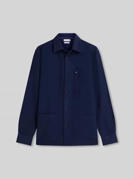 Koszula wierzchnia o kroju regular fit z mieszanki bawełny Tommy Hilfiger granatowa