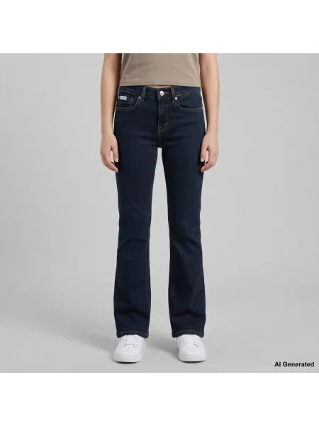 Džínsy so strihom ku čižmám Calvin Klein Jeans čierna