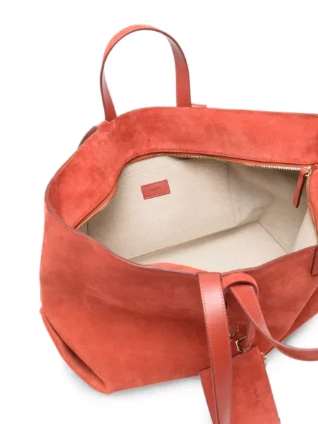 Geantă shopper A.p.c. din piele de căprioară portocaliu