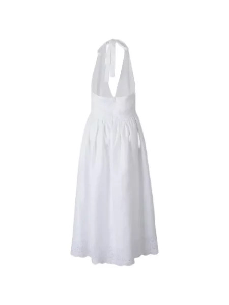 Rochie Staud cu broderie cu gât halter alb