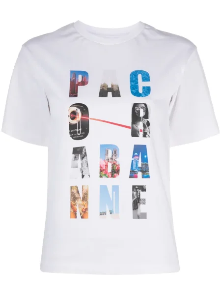Tricou Paco Rabanne cu imagine alb