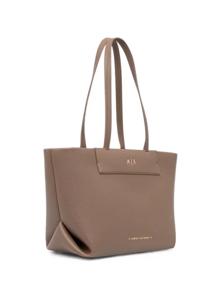 Geantă shopper Armani Exchange cu autograf maro
