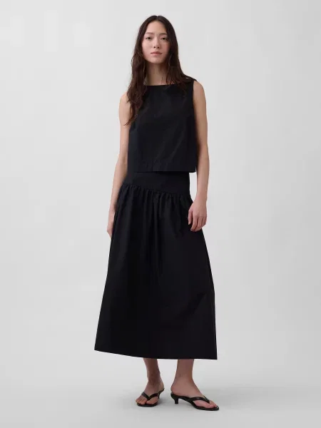 Maxi fusta maxi Gap din poplin negru