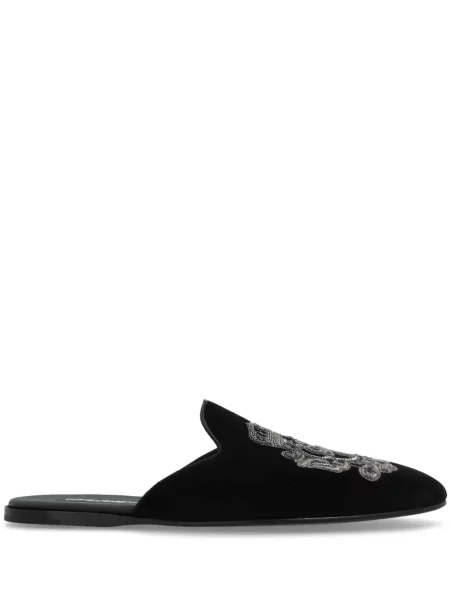 Papuci de casă Dolce & Gabbana cu broderie negru