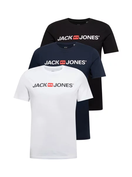 JACK & JONES Tričko marine modrá / červená / černá bílá