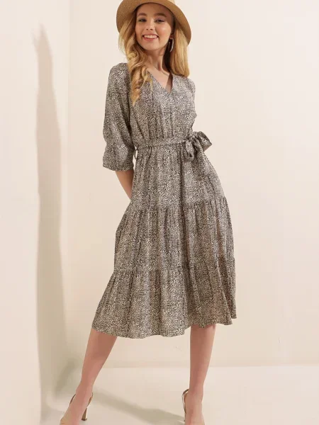 Sukienka jeansowa Bigdart dwurzędowa brązowa