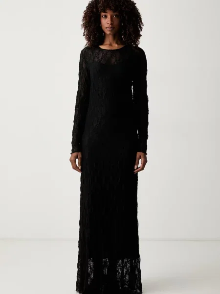 Twinset rochie lenjerie intimă ajurată negru