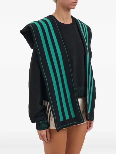 Pulover Adidas cu dungi cu glugă negru