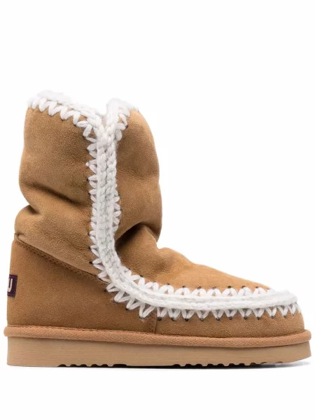 Botine Mou din piele de oaie maro