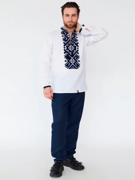 Лляна Вишита сорочка Folk Moda білий