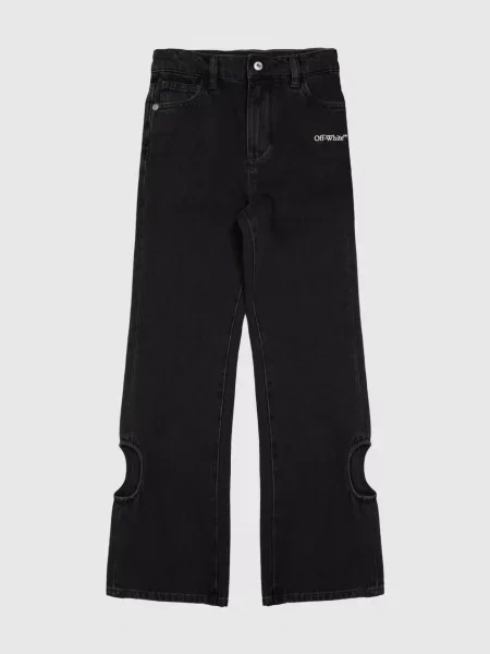 Дитячі джинси з фігурними вирізами Off-white чорні