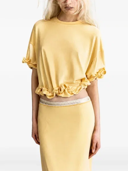 Tricou Seen Users cu volane galben