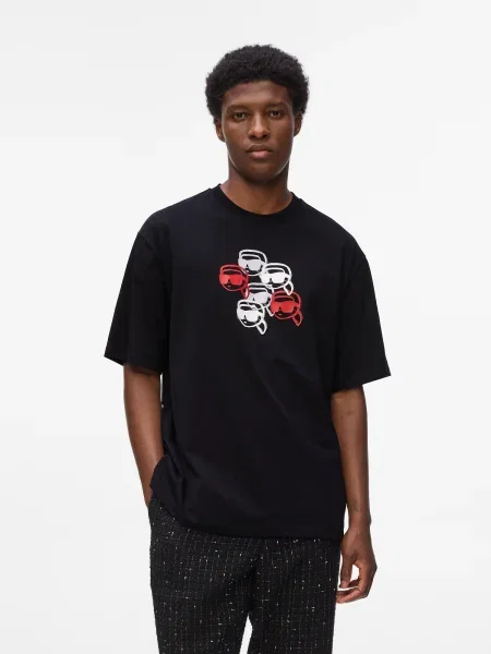 Karl Lagerfeld Tricou roșu / negru alb