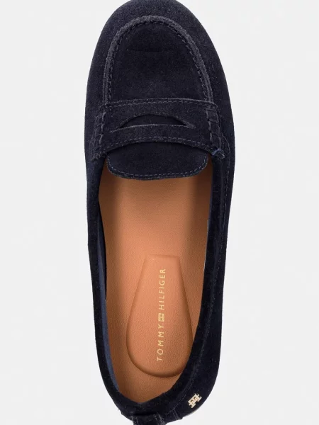 Tommy Hilfiger мокасини дамски от велур TH FLEX SUEDE LOAFER BALLERINA