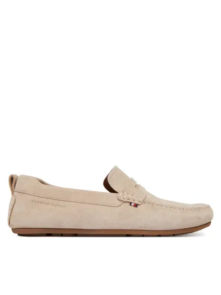 Tommy Hilfiger Mocasini DRIVER | piele întoarsă bej