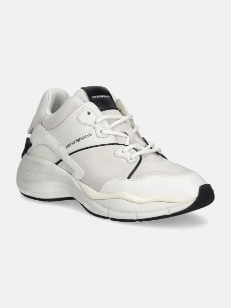 Emporio Armani sneakers din piele intoarsă alb