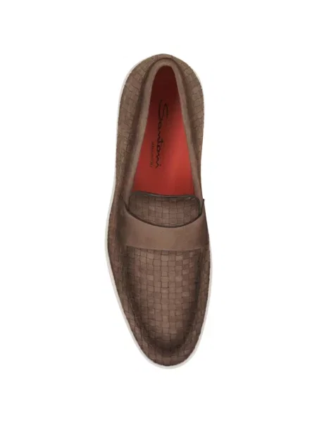 Pantofi loafer Santoni din piele maro