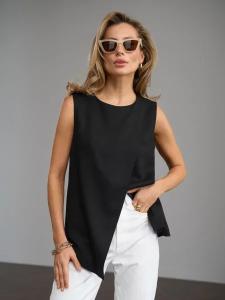 Лляний Жилет класичний TrikoBakh чорний