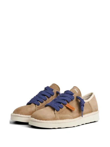 Sneakerși Panchic cu șireturi din piele de căprioară maro
