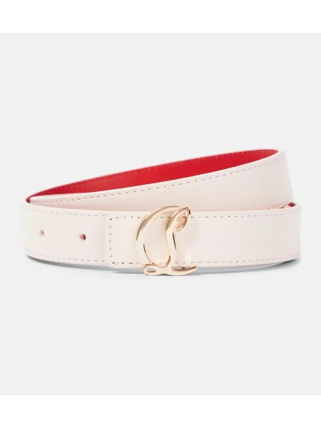 Curea Christian Louboutin din piele alb