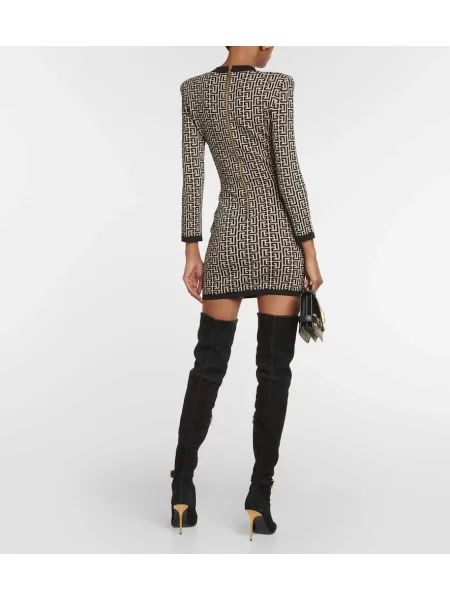 Rochie Balmain de lână cu imagine de costum negru
