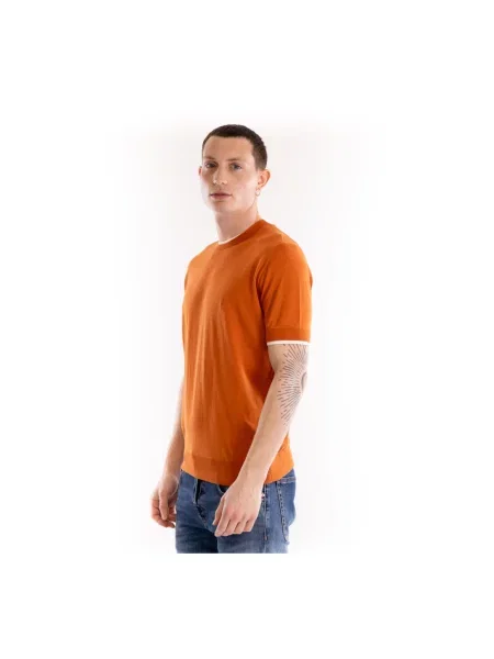 Dzianinowy sweter Paolo Pecora pomarańczowy