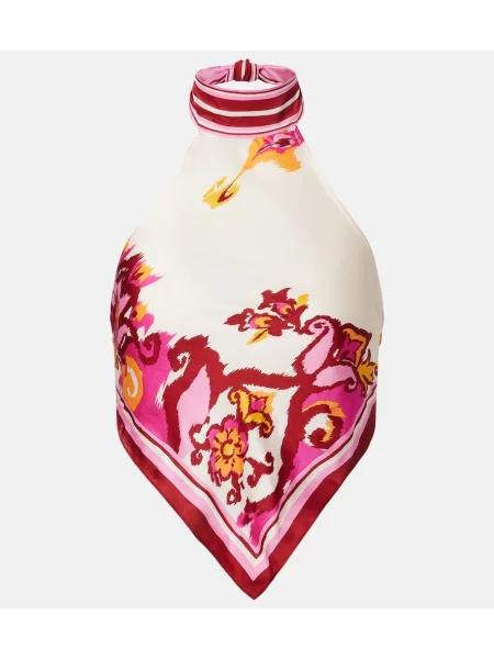 Top Poupette St Barth cu imagine cu gât halter roz