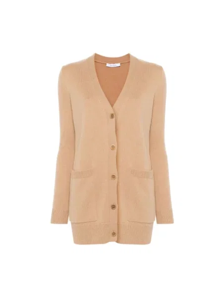Haftowany kardigan Max Mara wełniany brązowy