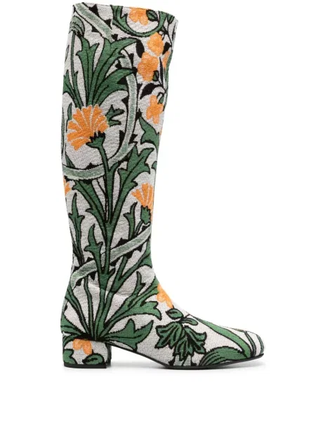 Botine La Doublej cu model floral din jacard