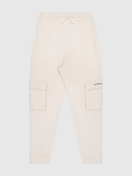 Дитячі штани джогери з принтом логотипа Off-white бежеві