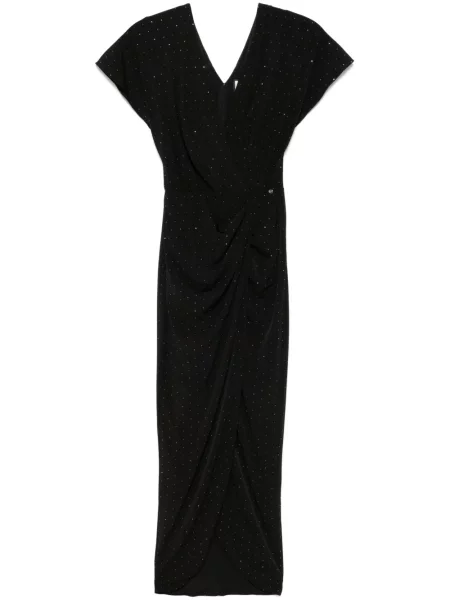 Sukienka midi Nissa z kryształkami do kolan garniturowa czarna