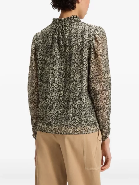 Bluză Boss cu model floral cu volane negru