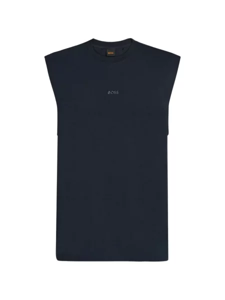 Tricou Boss cu broderie fără mâneci albastru