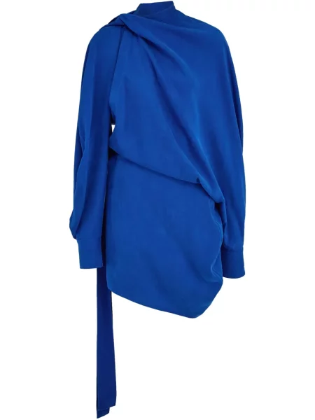 Mała sukienka mini Ferragamo asymetryczna garniturowa niebieska