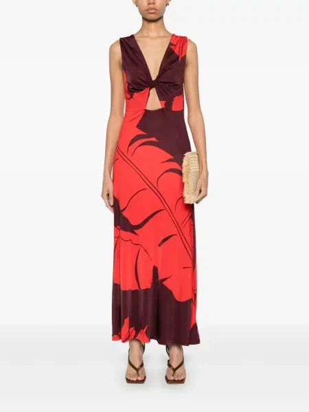 Rochie maxi Johanna Ortiz cu motiv cu inimi de costum roșu