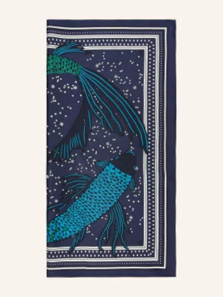Lescarf Szalik Jedwabny blau biała