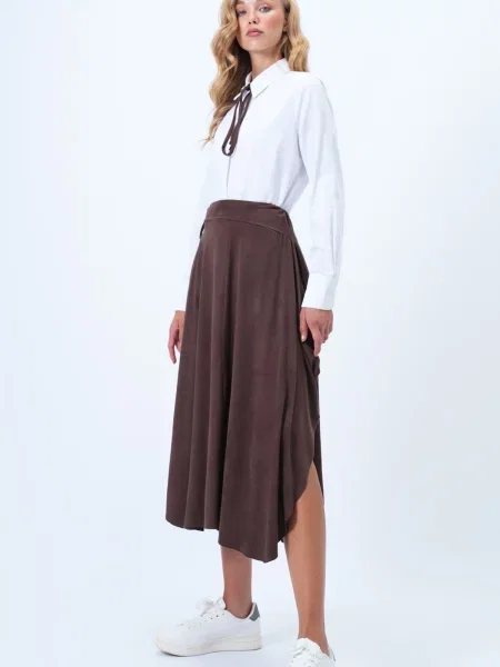 Trend Alaçatı Stili Fustă ciocolatiu