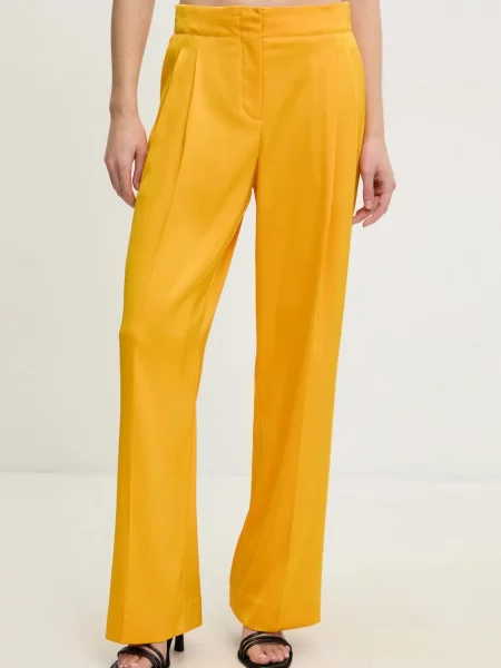 Pantaloni Carter femei drept high waist galben