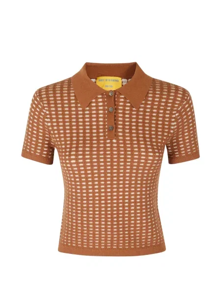 Tricou polo Guest In Residence în carouri maro