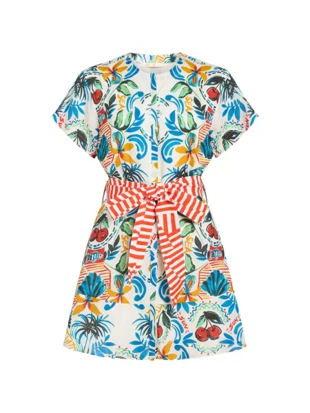 Rochie tip cămașă Marie Oliver cu model floral cu imagine alb