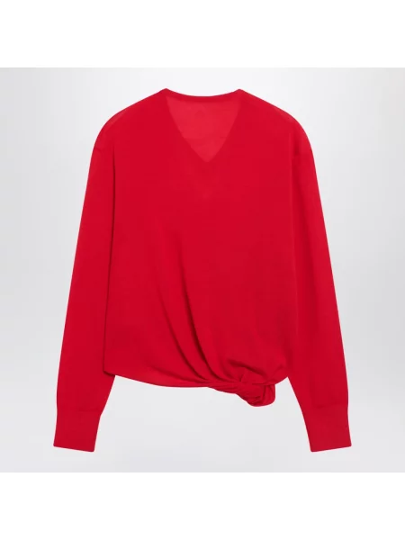 Sweter Loewe z dekoltem w serek czerwony