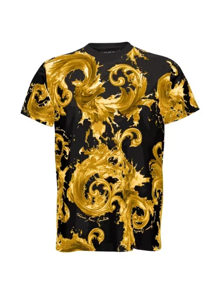 Wielobarwność koszulka Versace Jeans Couture z nadrukiem czarna