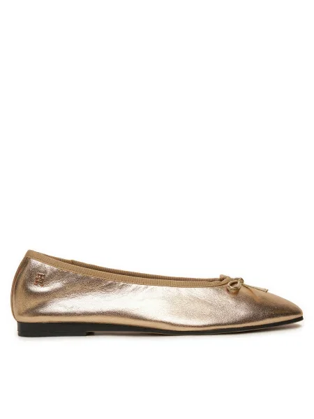 Tommy Hilfiger Балеринки Ballerina Soft Leather Metallic златист